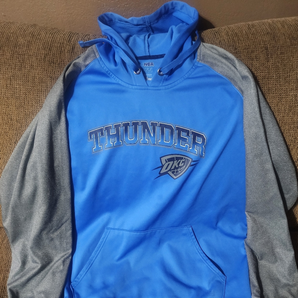 NBA Oklahoma City Thunder Blue and Gray Hoodie Sz.XXL